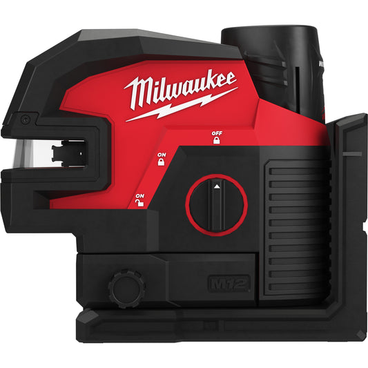 Milwaukee M12™ Akku-Kreuzlinienlaser M12CLL4P-301C (grün, 4 Lotpunkte)